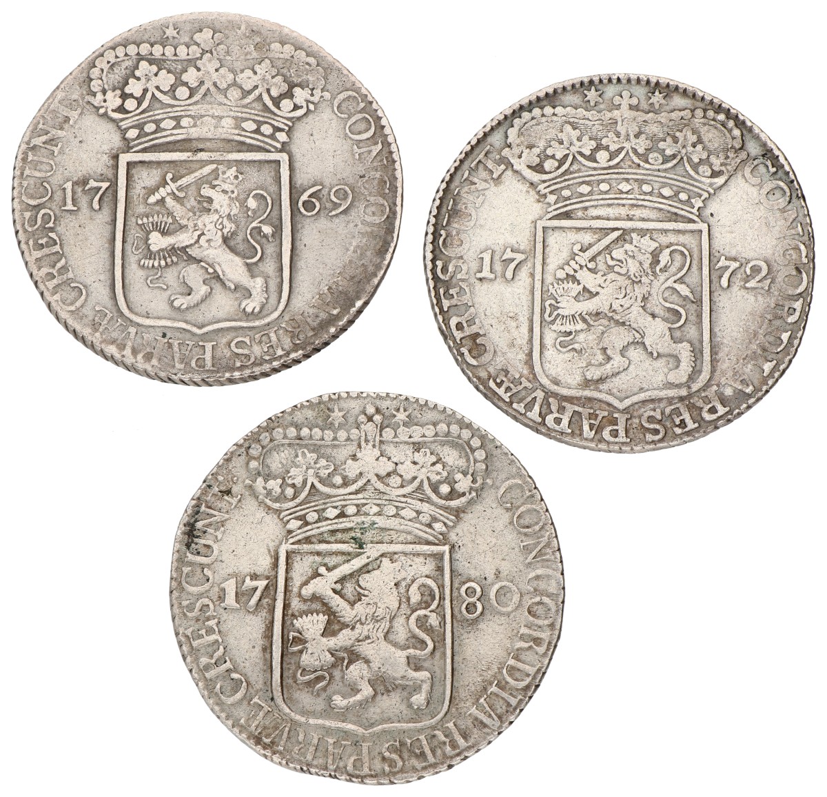 Lot (3) Zilveren dukaat. Zeeland. 1769, 1772 & 1780. Average F