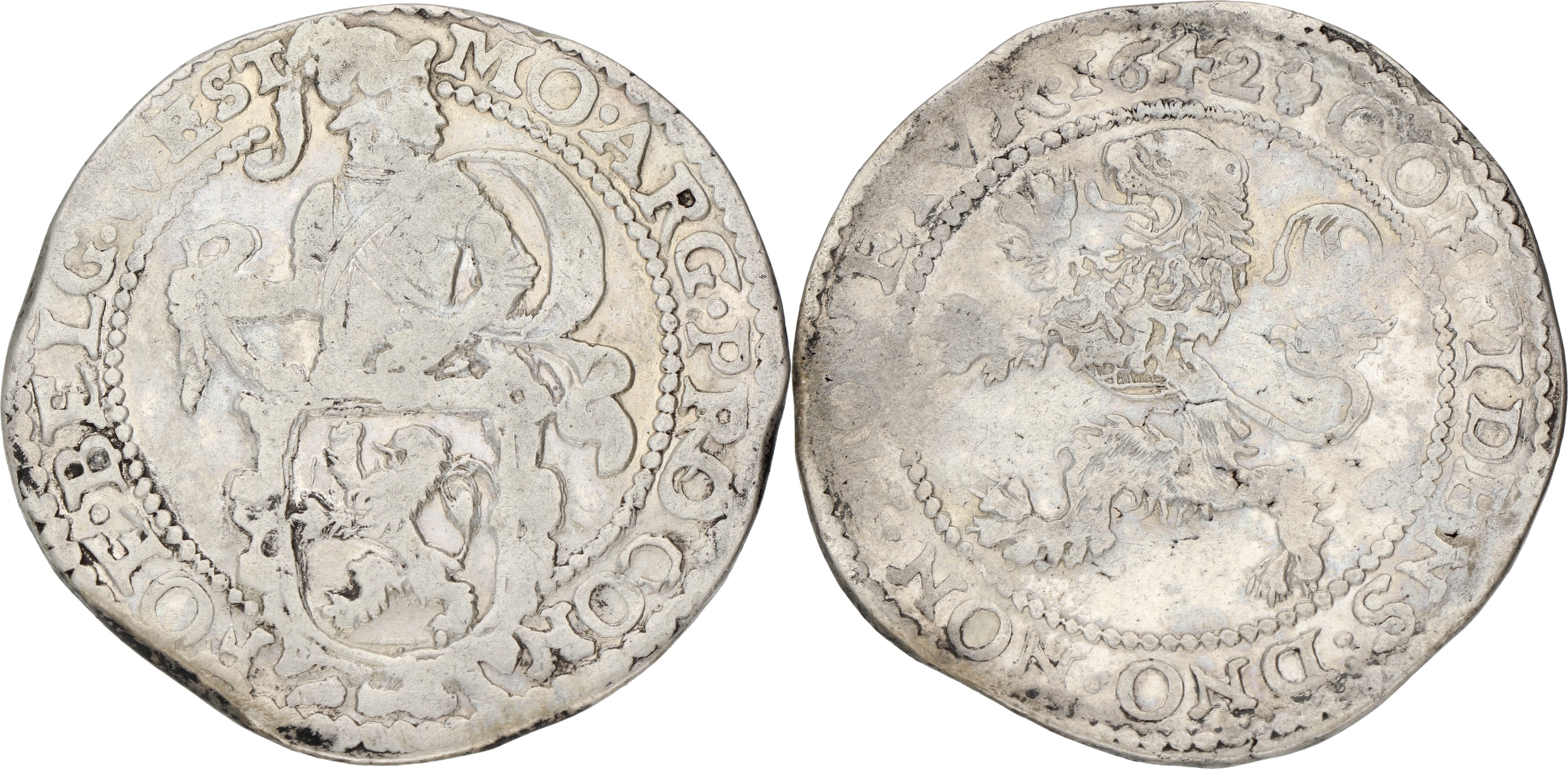 Leeuwendaalder op generaliteitsvoet. West-Friesland. 1642. VF -