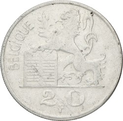 Belgium. Prince-regent Karel. 20 Francs. 1955 FR. VF