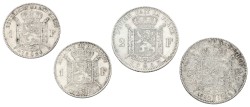 Belgium. Leopold II. Lot (4) 1 & 2 Francs. 1867, 1880 & 1886. Average XF