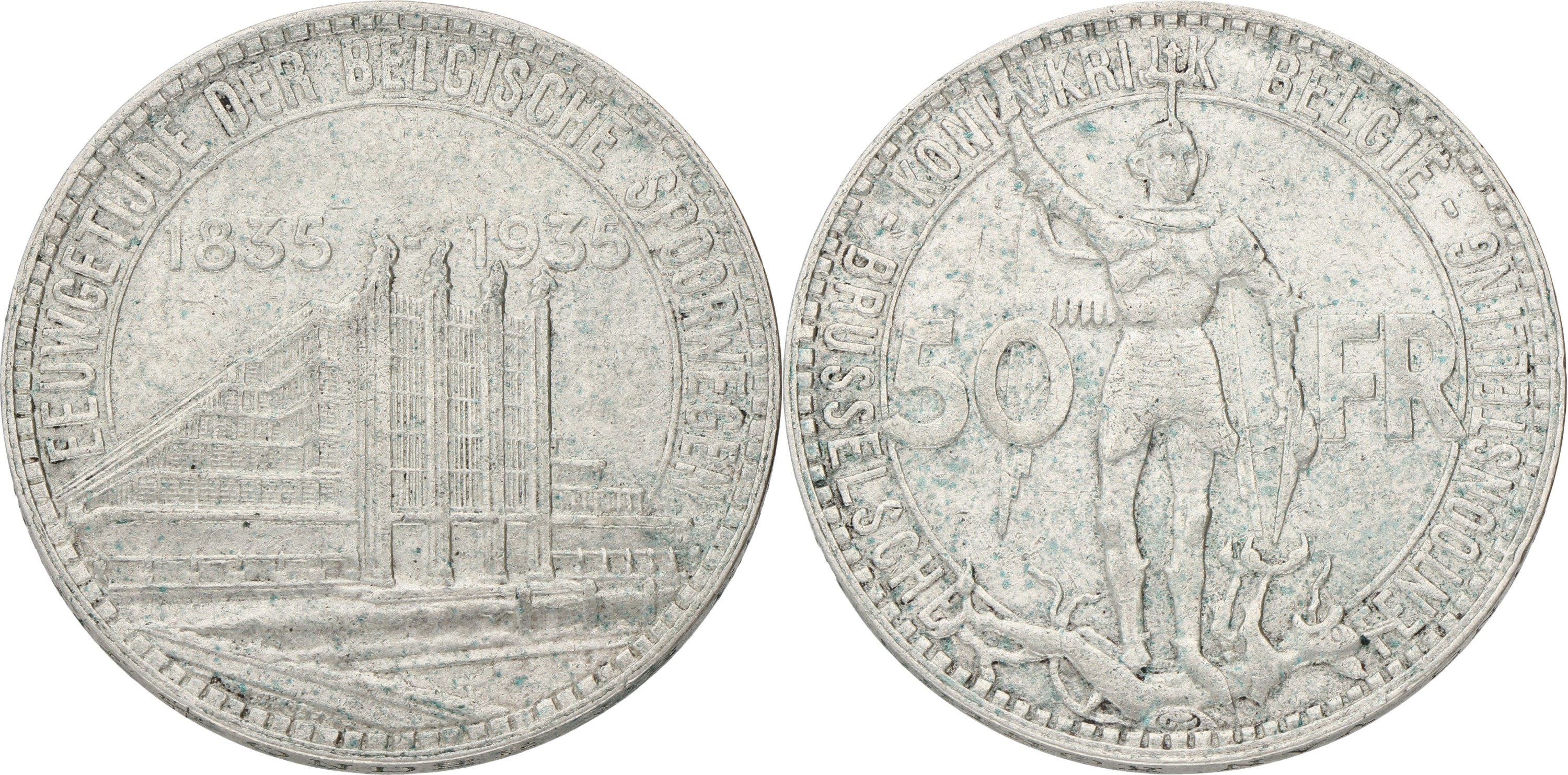 Goudwisselkantoor auction: Belgium. Leopold III. 50 Francs - Brussels World's fair. 1935 FL. Position B. VF +