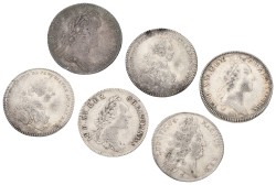 France. 18th century. Lot (6) Silver jetons. Average VF