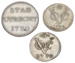 Lot (3) Zilveren afslagen. Utrecht, Utrecht (VOC) & Holland (VOC). Average VF