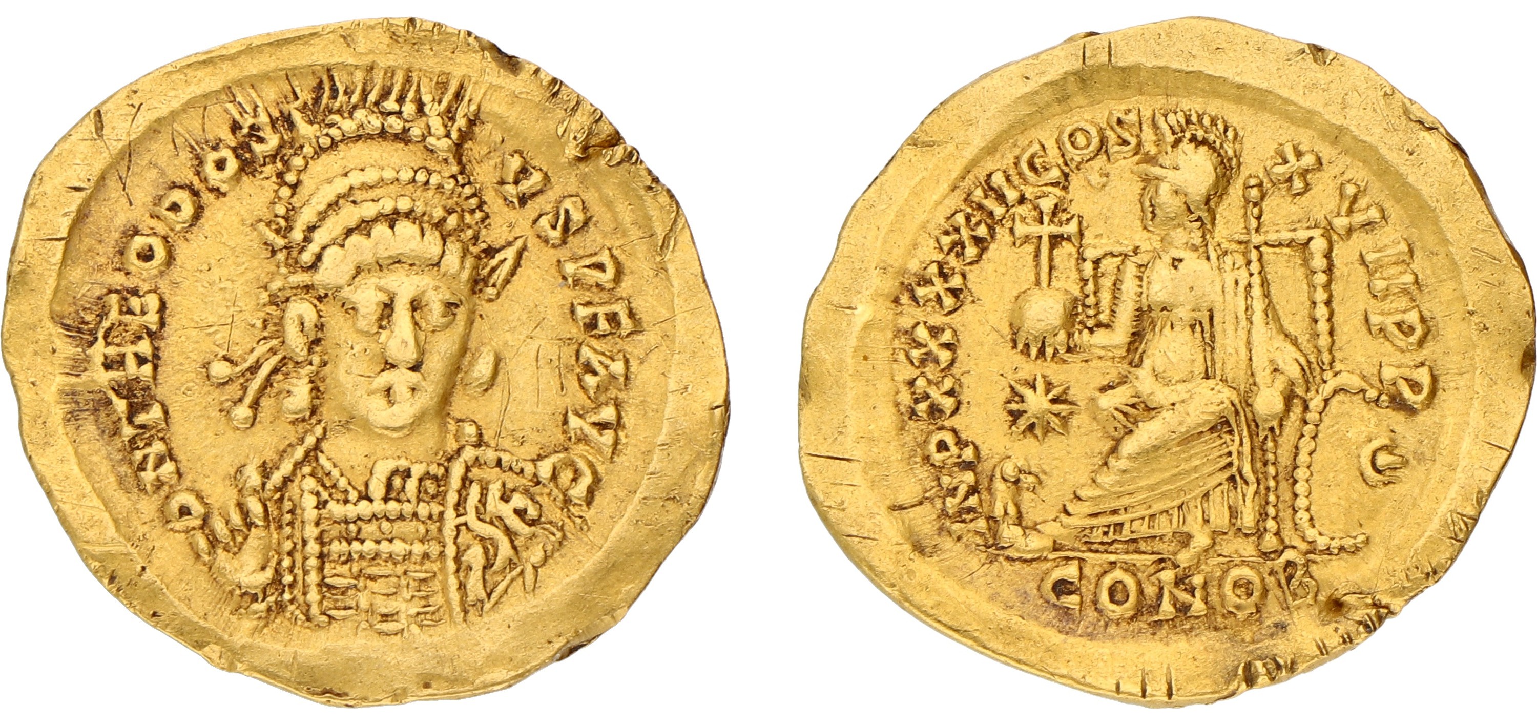 Byzantine Empire. Theodosius II. Solidus. ND (408 - 450 AD). VF