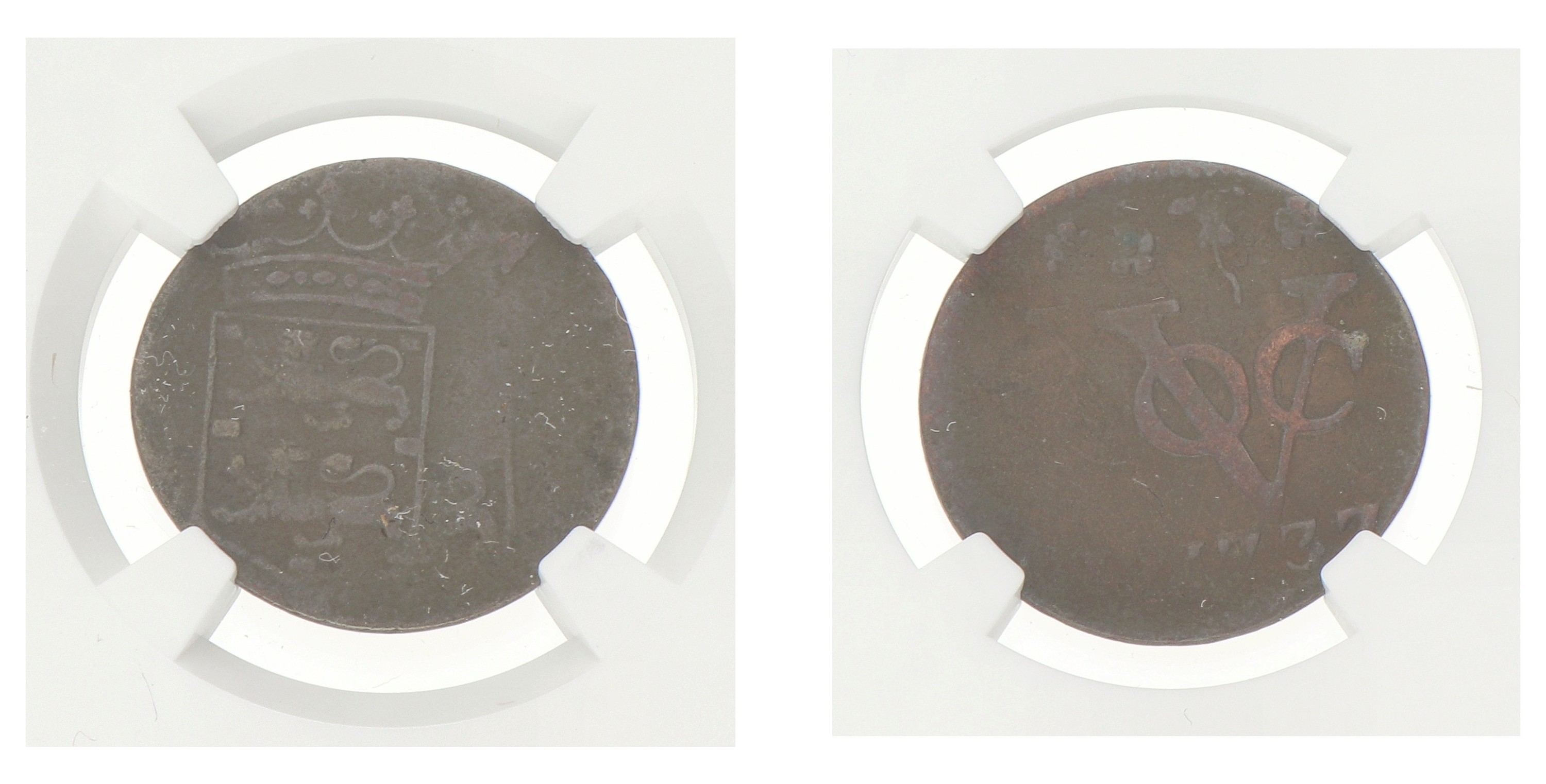 Duit - Mint error. Double struck. V.O.C. (West-Friesland). 1737. VF 35 BN