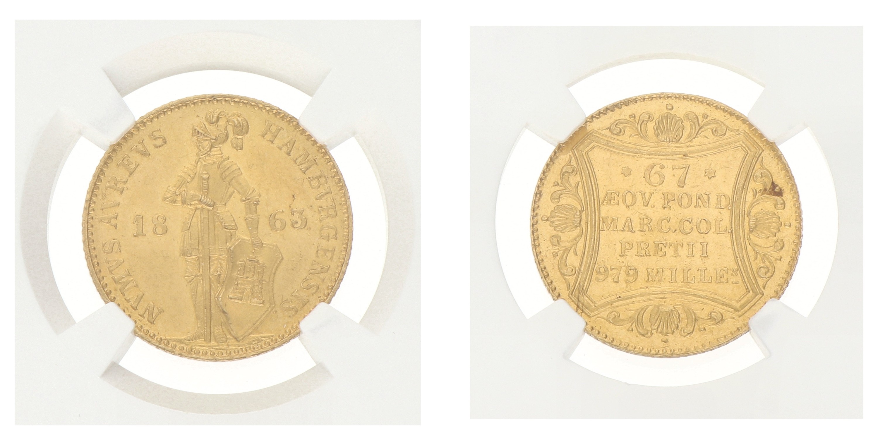 Goudwisselkantoor auction: German states. Hamburg. Ducat. 1863. MS 63