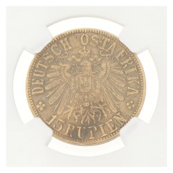 German East Africa. German colony. Wilhelm II. 15 Rupees. 1916 T - Arabesque below T. MS 63