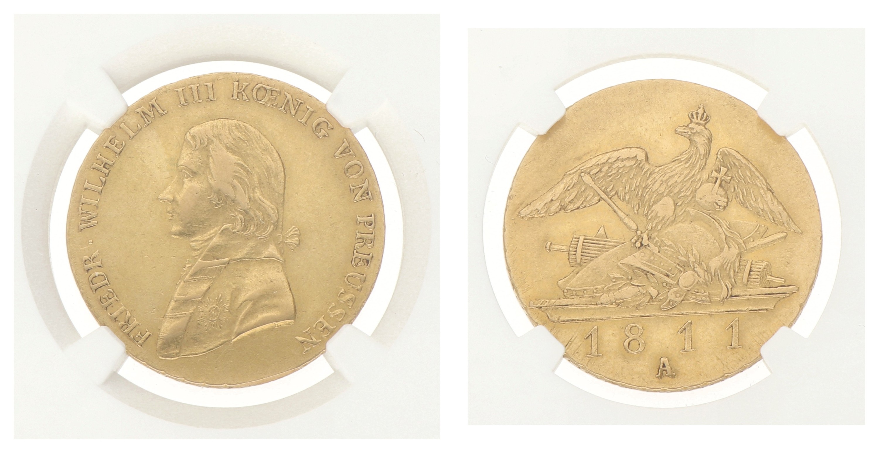 Goudwisselkantoor auction: German states. Prussia. Friedrich Wilhelm III. 2 Friedrichs D'or. 1811 A. AU 55