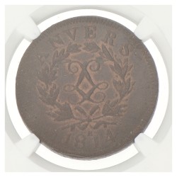 Belgium. Lodewijk XVIII. 10 Centimes - Siege of Antwerp. 1814 LL - Wide LL. MS 63 BN.