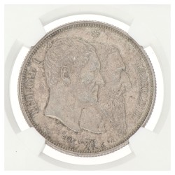 Belgium. Leopold II. 5 Francs - 50th anniversary of the Belgian Independence. 1880. AU 58