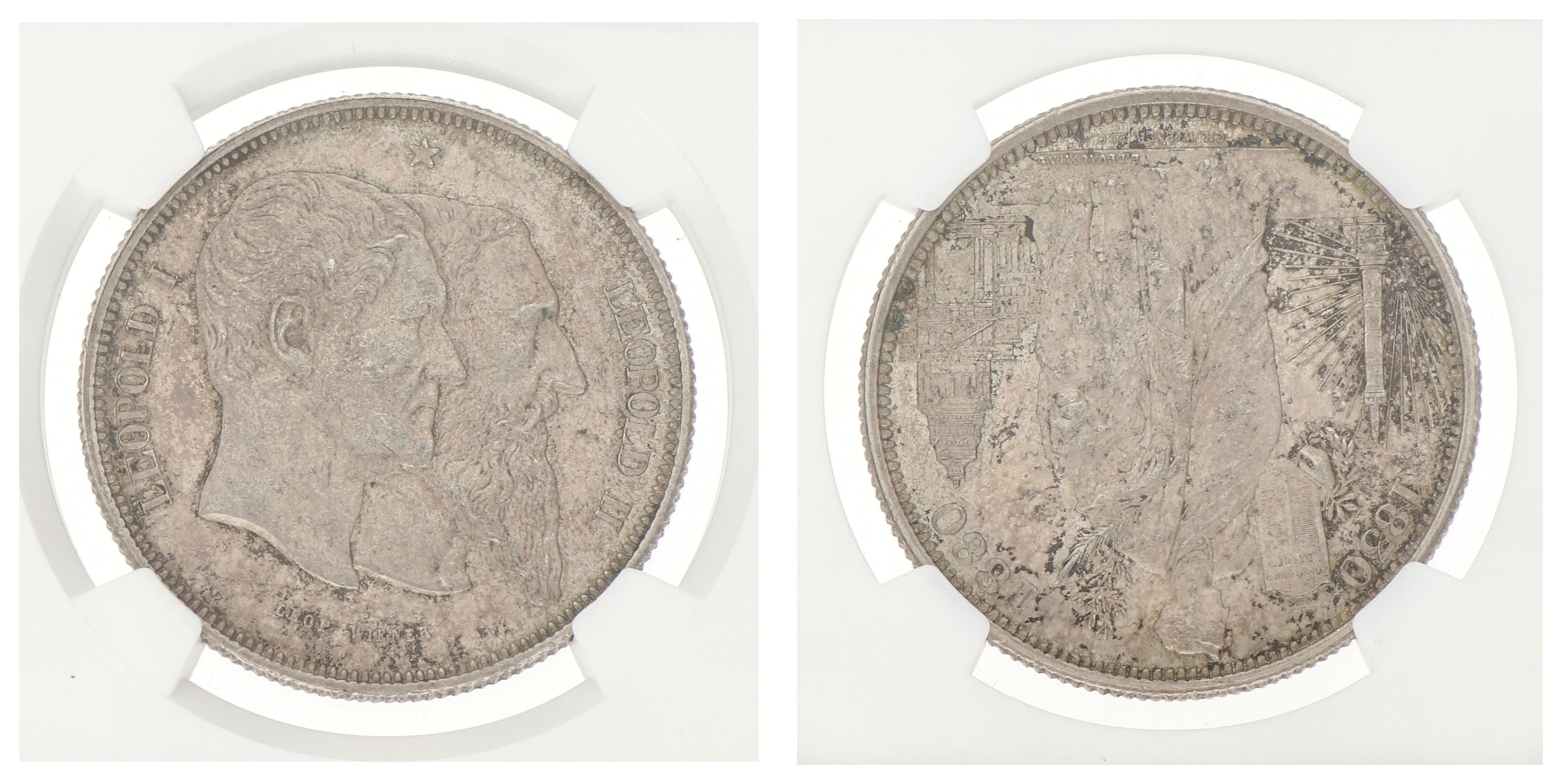 Goudwisselkantoor auction: Belgium. Leopold II. 5 Francs - 50th anniversary of the Belgian Independence. 1880. AU 58
