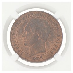 Belgium. Leopold I. 10 centimes - Mariage of the duke and duchess of Brabant. 1853 Large date. MS 64 RB