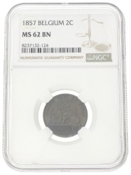 Belgium. Leopold II. 2 Centimes. 1857. MS 62 BN