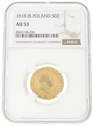 Poland. Kingdom. Alexander I. 50 Zlotych. 1818 IB. AU 53