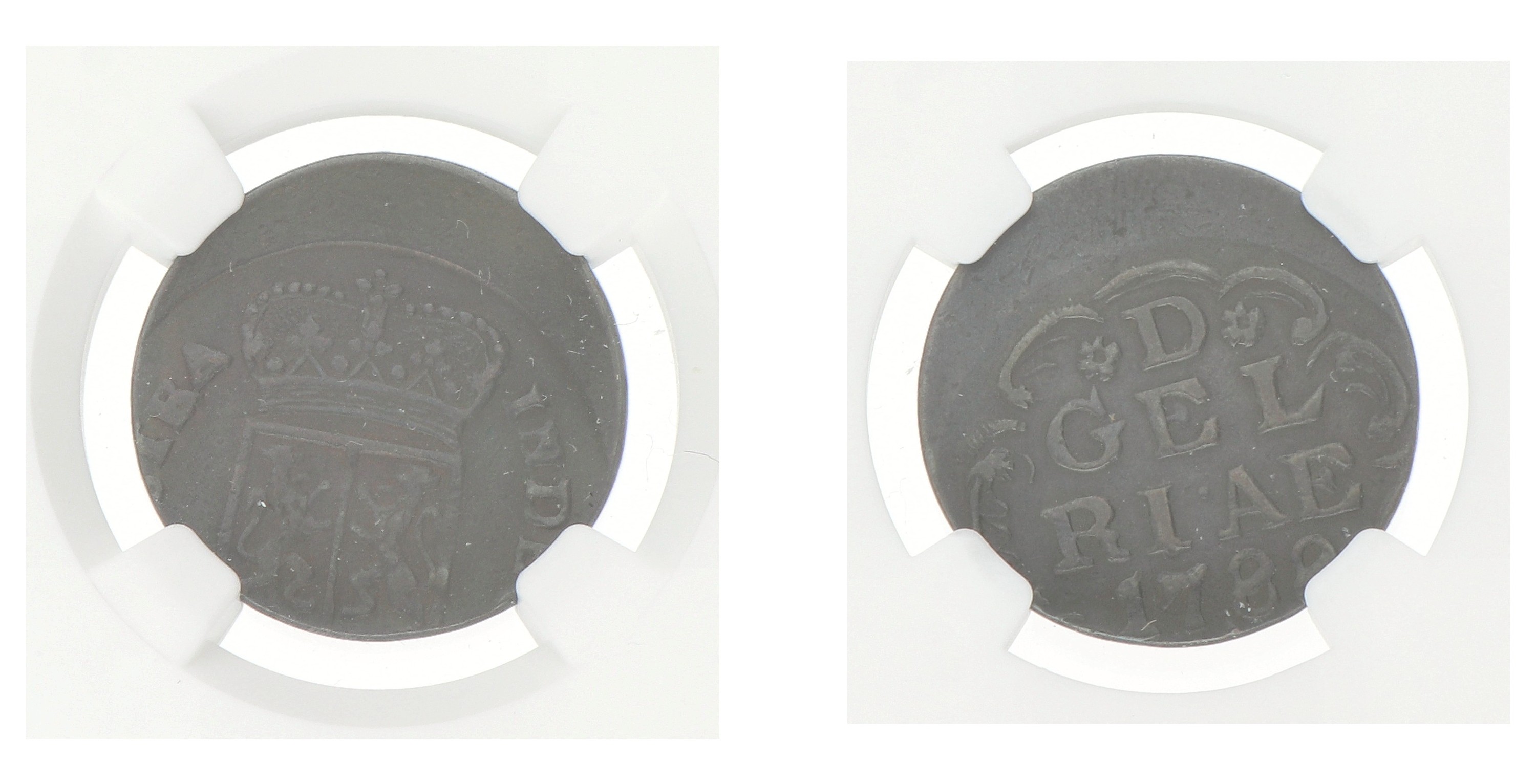 Duit - Mint error. Gelderland. 1788. AU details