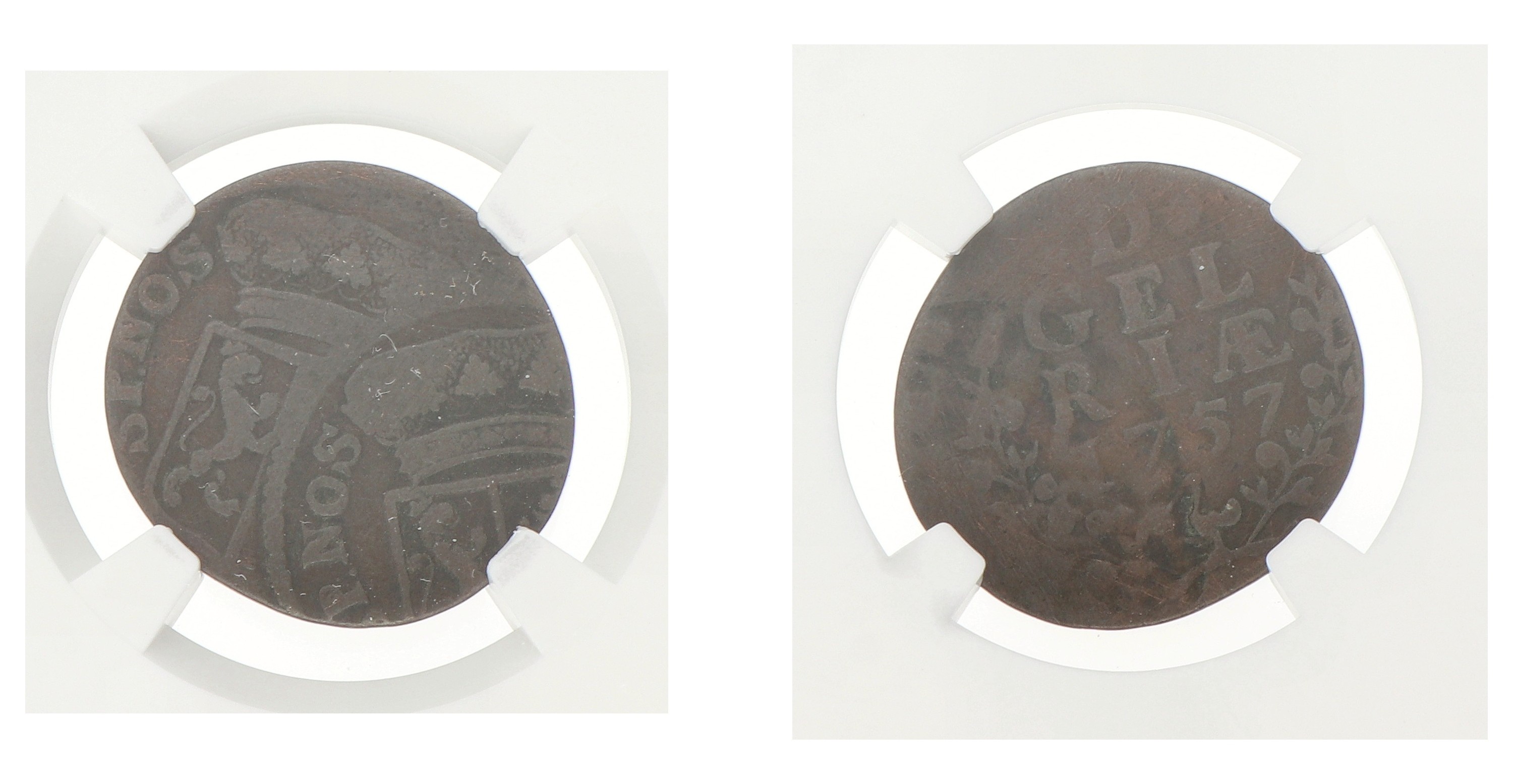 Duit - Mint error. Gelderland. 1757. VF details
