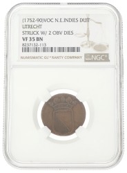 Duit - Mint error. V.O.C. (Utrecht). ND (1752 - 1790). VF 30