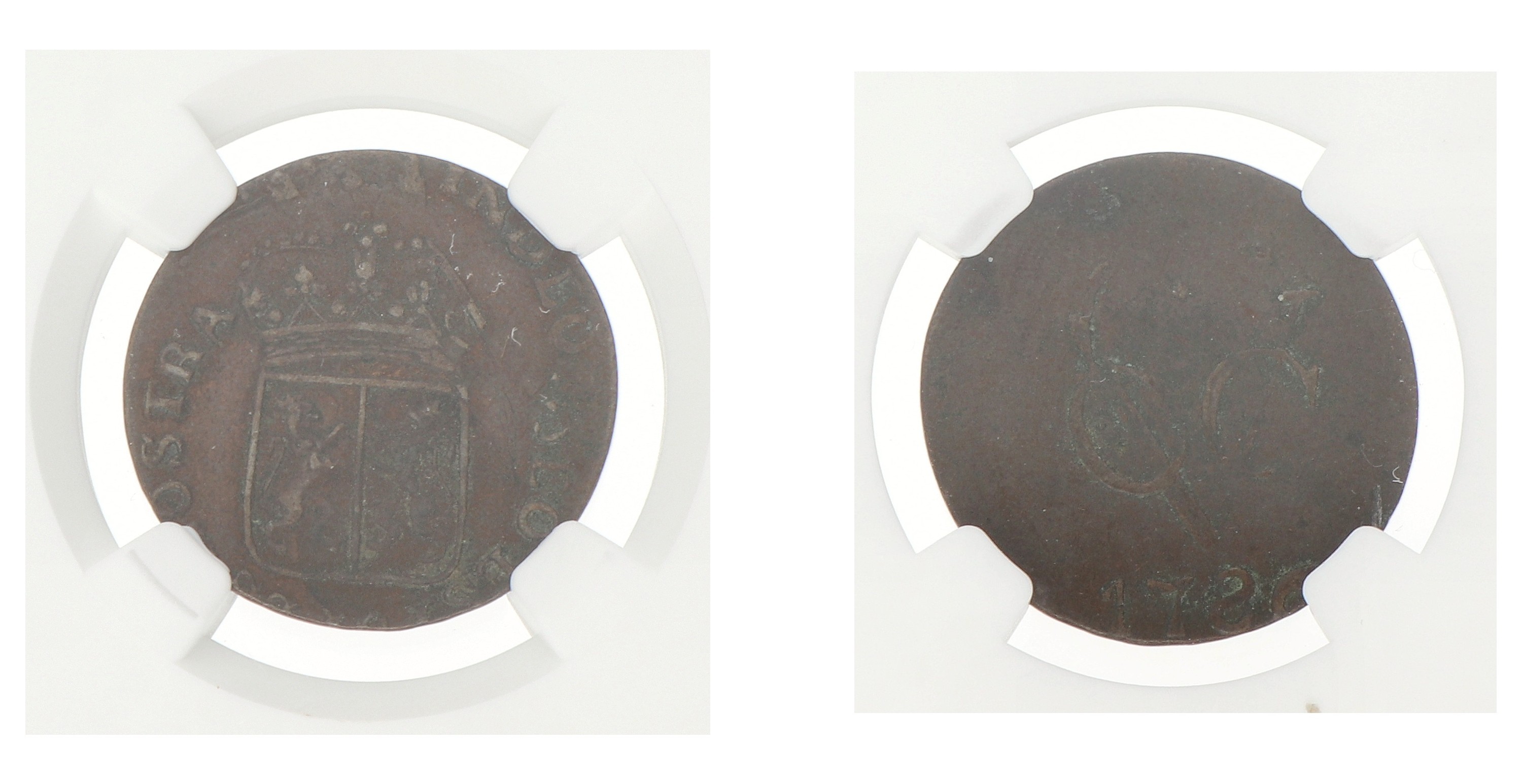 Duit - Mint error. V.O.C. (Gelderland). 1786. AU details