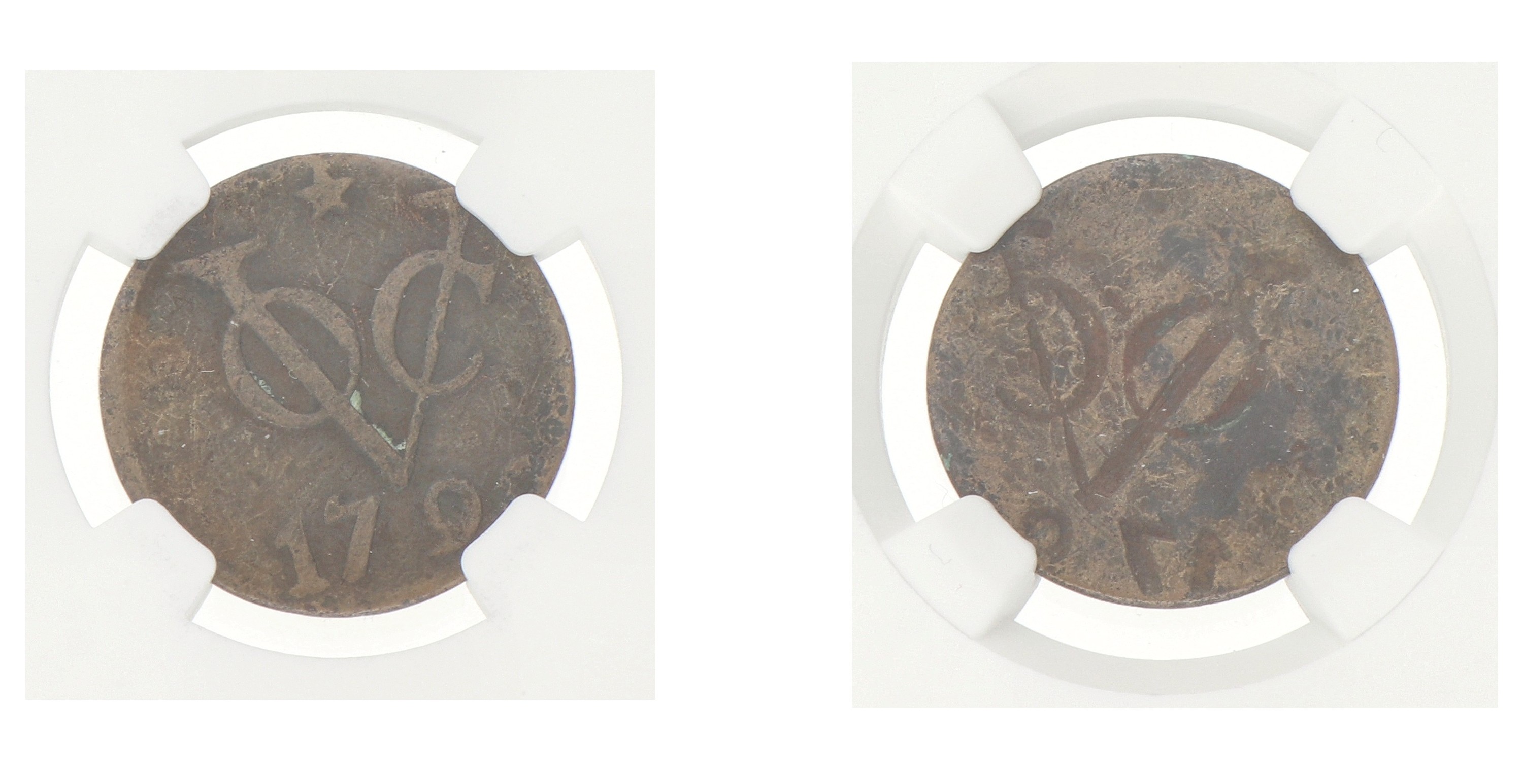 Duit - Mint error. V.O.C. 1790 Mmt Star w/o dots. VF details