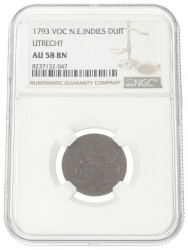 Duit. V.O.C. (Utrecht). 1793. AU 58 BN
