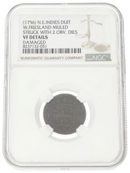 Duit - Mint error. V.O.C. (West-Friesland). ND (1756). VF details