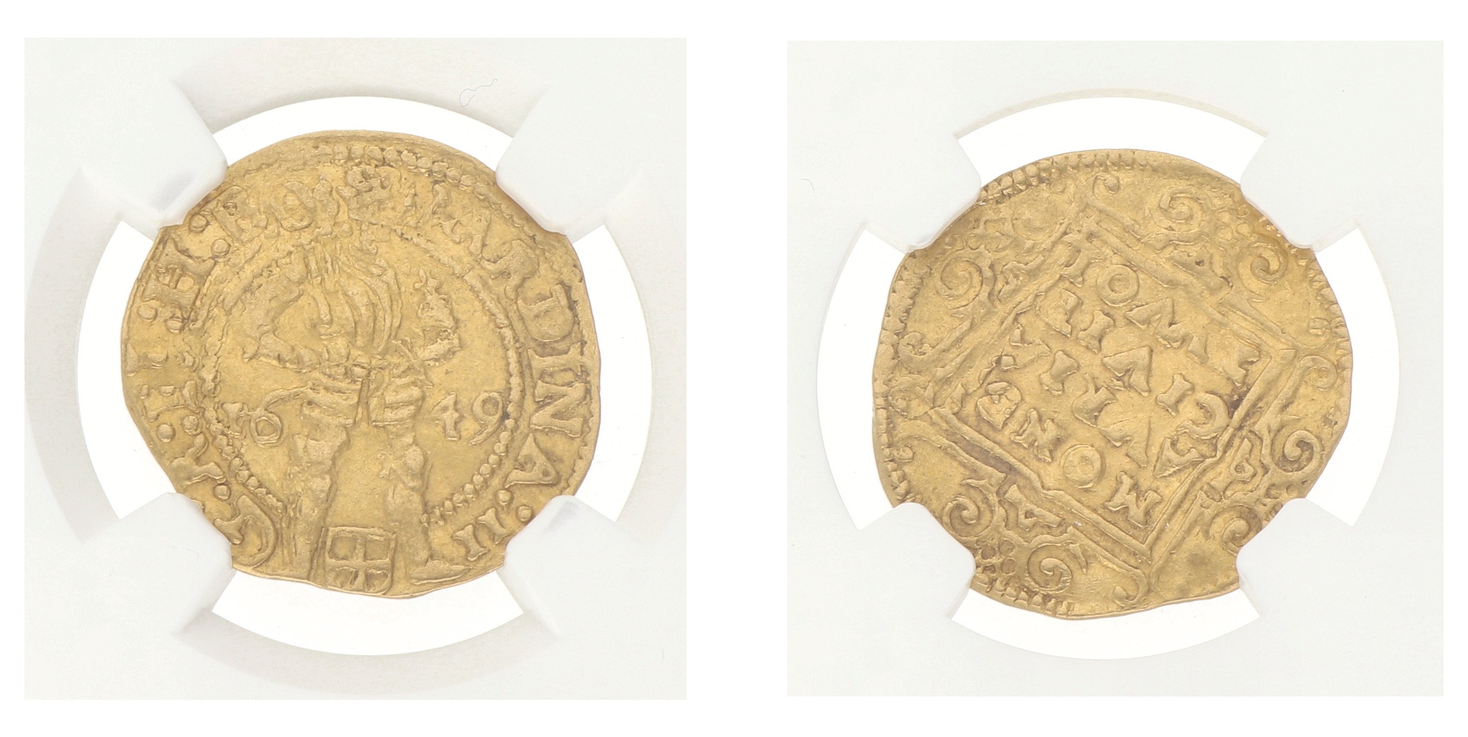 Gouden dukaat. Zwolle. Ferdinand II. 1649. AU 55