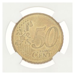 50 cent. Beatrix. Mint Error: Obverse Struck Through. 2005. MS 64.