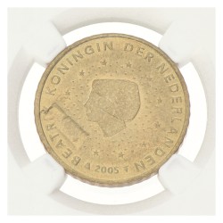50 cent. Beatrix. Mint Error: Obverse Struck Through. 2005. MS 64.