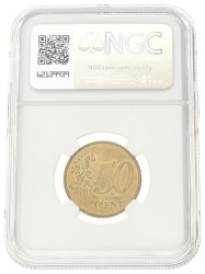 50 cent. Beatrix. Mint Error: Obverse Struck Through. 2005. MS 64.