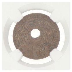 1 Cent. Offset center hole. Nederlands-Indië. Wilhelmina. 1945P. AU 58