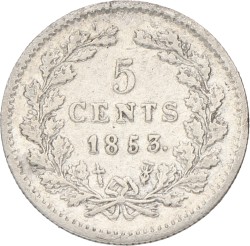 5 Cent. Willem III. 1853. F / VF.