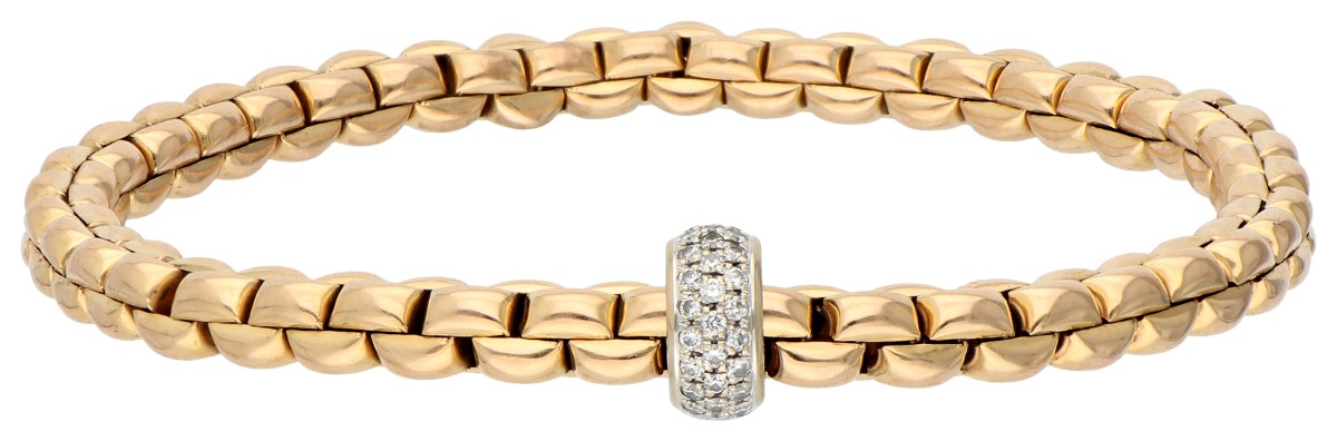 Fope 18K geelgouden 'Flex it' armband bezet met ca. 0.37 ct. diamanten