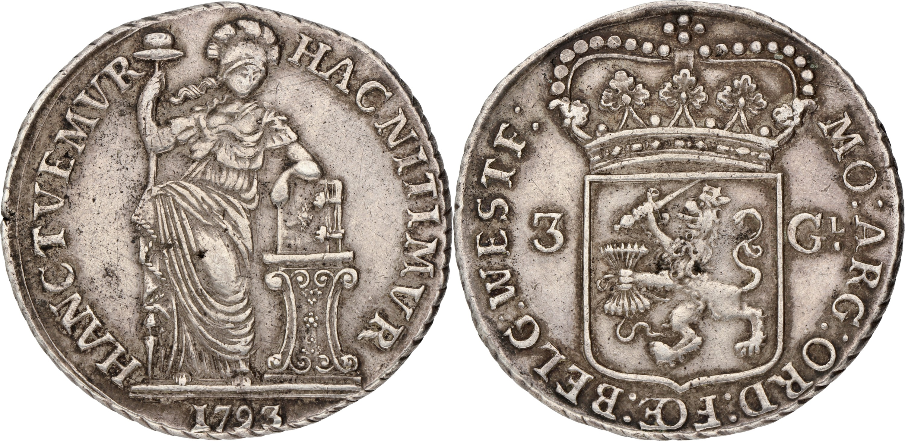 3 Gulden - generaliteits. West-Friesland. 1793. VF