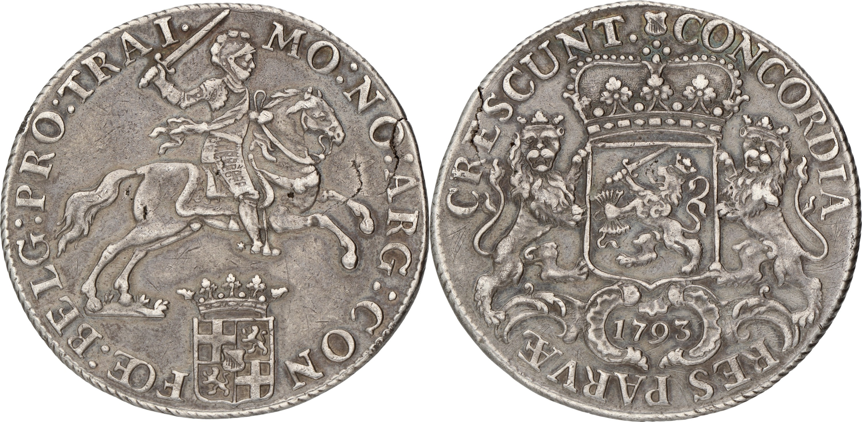 Dukaton of Zilveren Rijder. Utrecht. 1793. VF