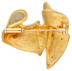 Lapponia 14K geelgouden/platina 'Lotus' hanger door Björn Weckström 
