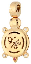 Hulchi Belluni 18K geelgouden hanger bezet met ca. 0.74 ct. diamant en robijn