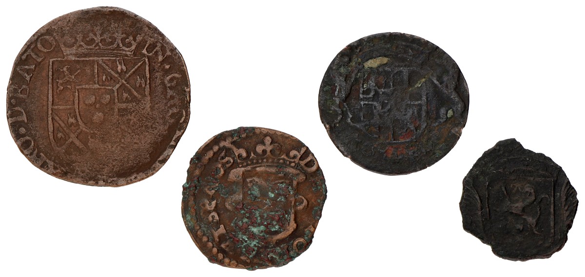 Lot (4) Oord & Imitatie duit. Gronsveld & Reckheim. 17th century. Average F