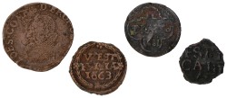 Lot (4) Oord & Imitatie duit. Gronsveld & Reckheim. 17th century. Average F