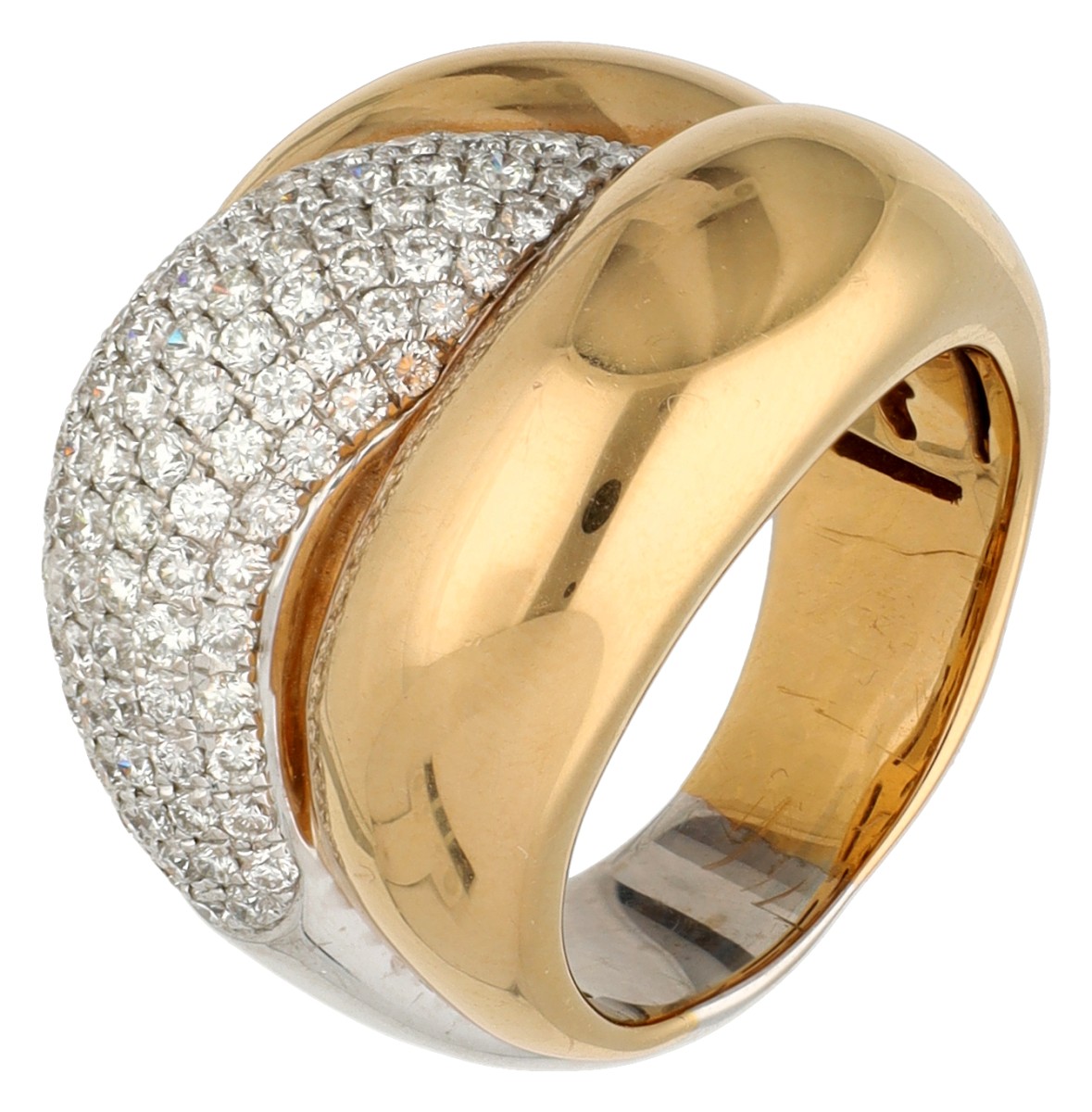Hulchi Belluni  18K bicolor gouden ring bezet met ca. 0.95 ct. diamant
