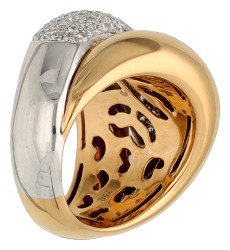Hulchi Belluni  18K bicolor gouden ring bezet met ca. 0.95 ct. diamant