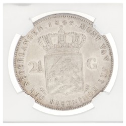 2½ Gulden. Willem II. 1849. AU Details.