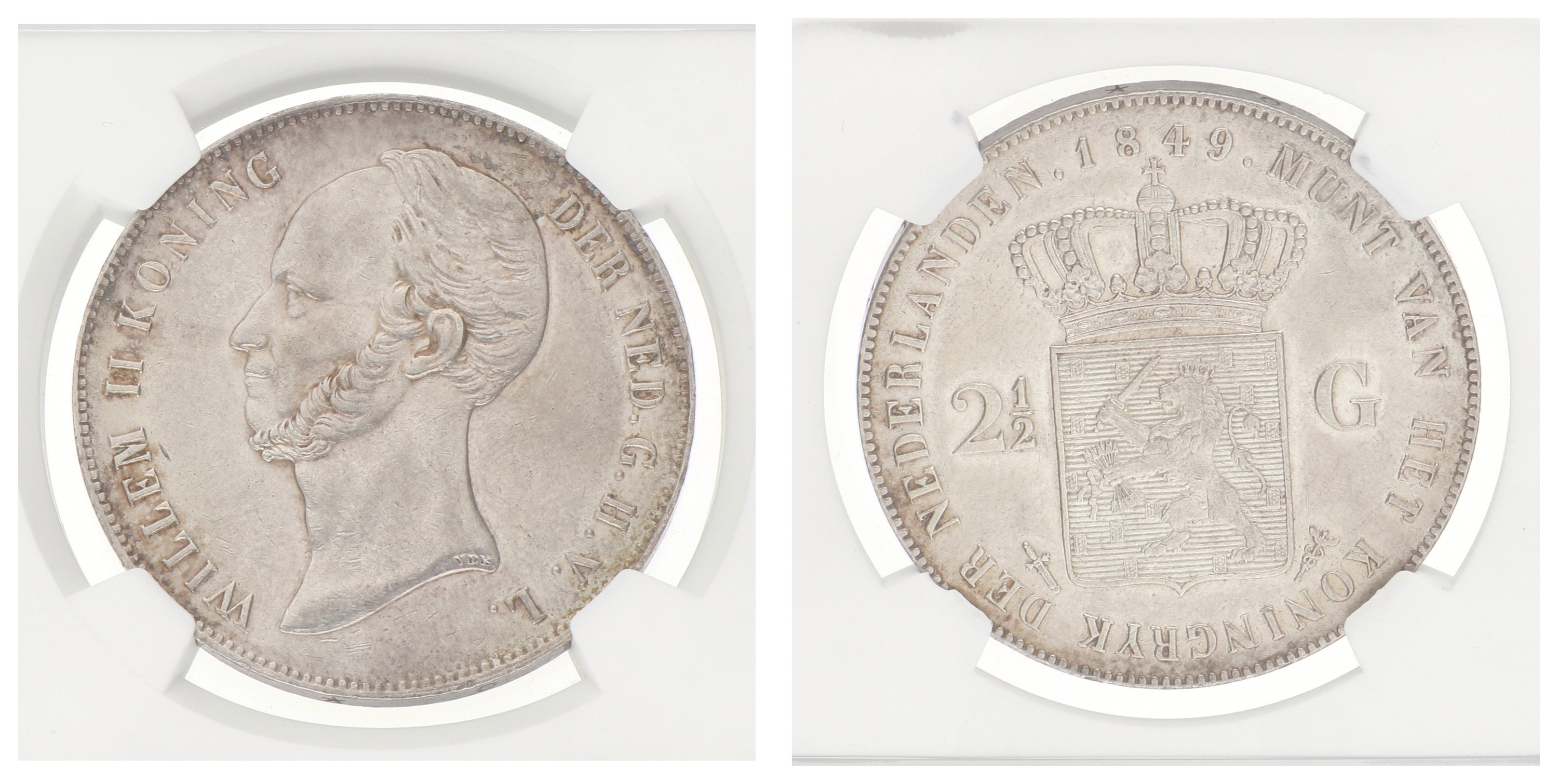 2½ Gulden. Willem II. 1849. AU Details.