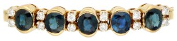 18K geelgouden armband bezet met ca. 0.24 ct. diamant en saffier