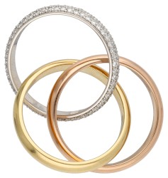 Cartier 18K tricolor gouden trinity ring bezet met ca. 1.56 ct. diamant 