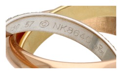 Cartier 18K tricolor gouden trinity ring bezet met ca. 1.56 ct. diamant 