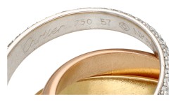 Cartier 18K tricolor gouden trinity ring bezet met ca. 1.56 ct. diamant 