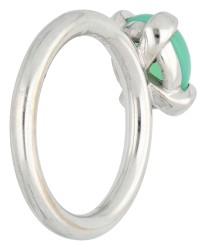 Bron 18K witgouden catch ring bezet met chrysopraas