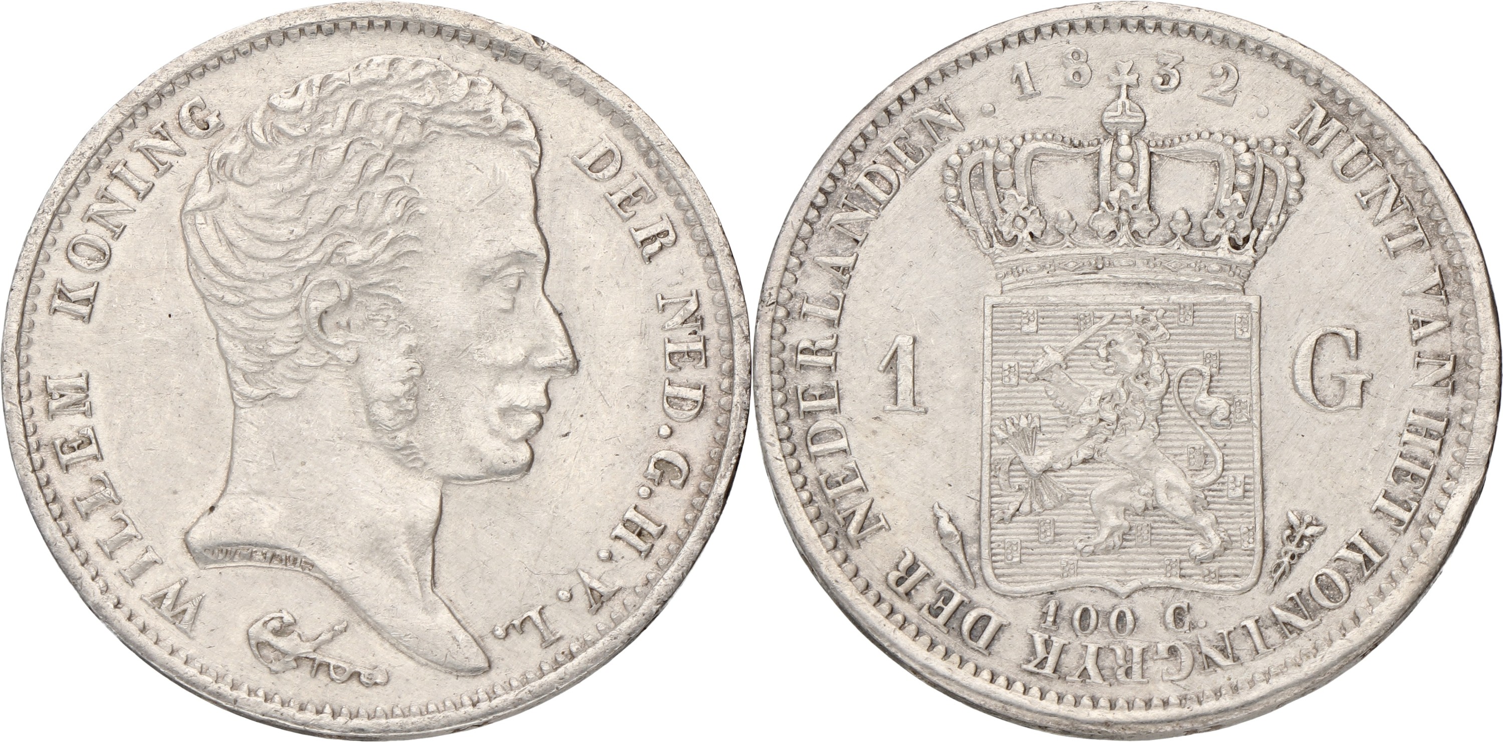 1 Gulden. Willem I. 1832. VF / XF