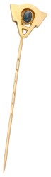 His & Hers Art Deco 18K geelgouden hanger en dasspeld bezet met saffier