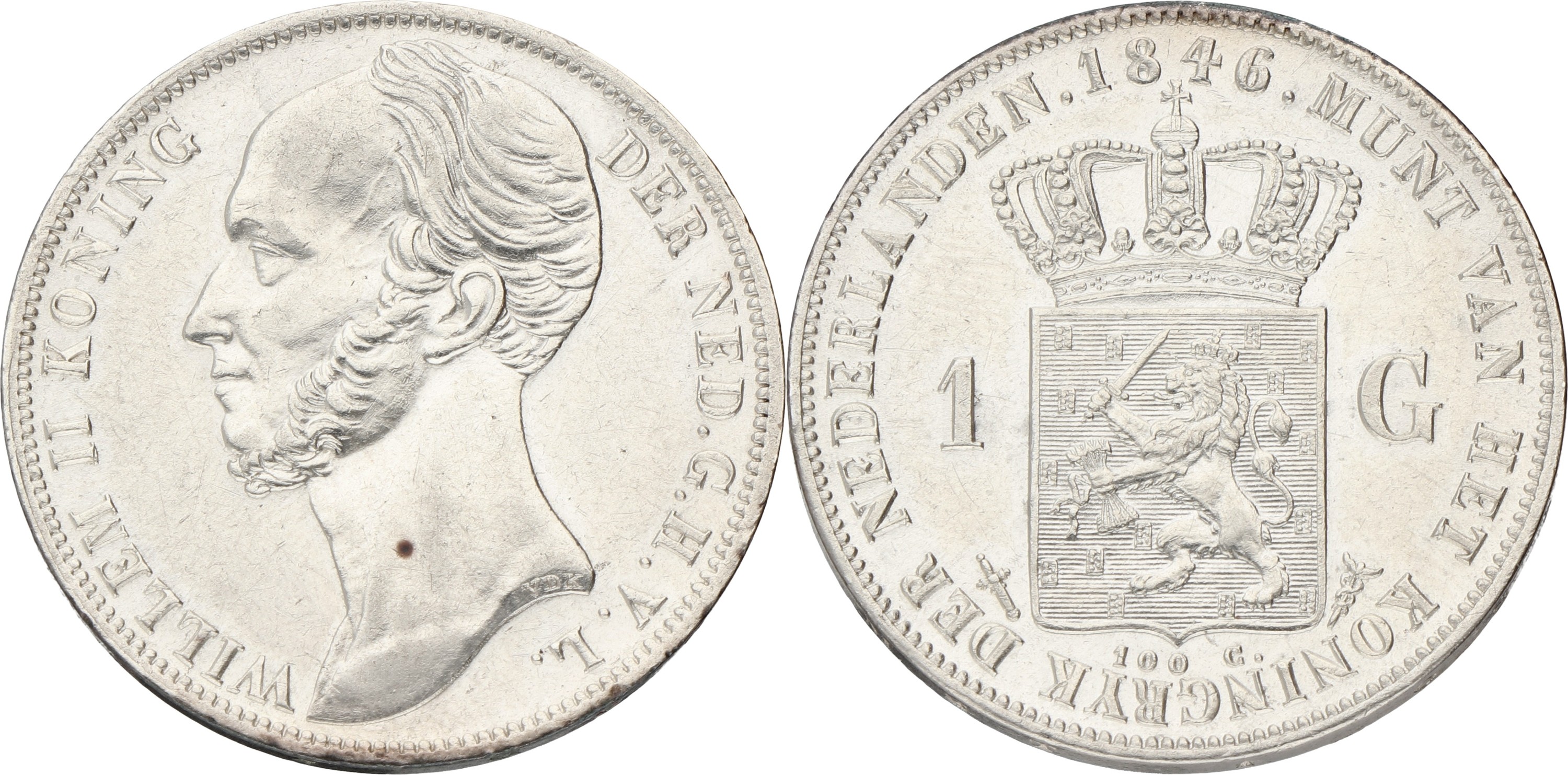 1 Gulden. Willem II. 1846 Sword. AUnc